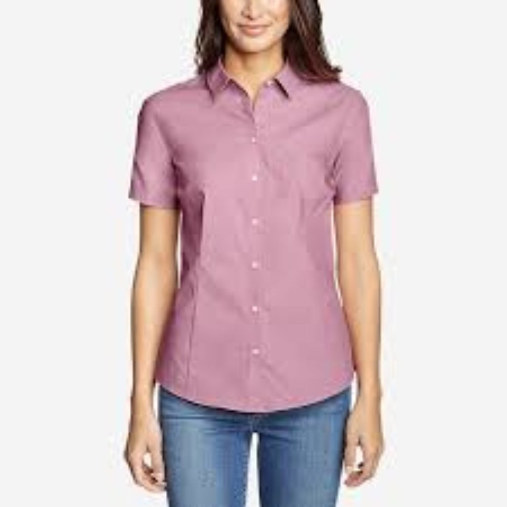 Eddie Bauer Wrinkle Free Slim Fit Pink Shirt Large